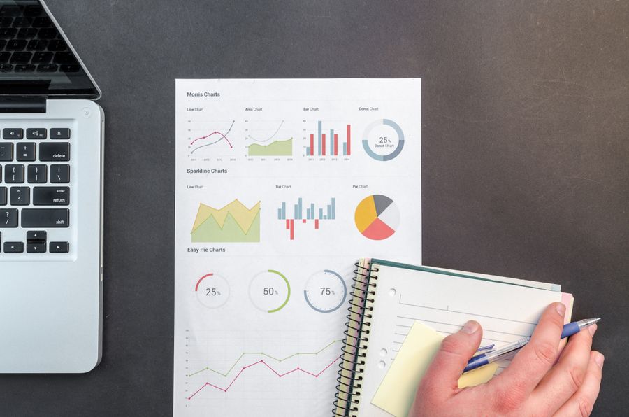 Application dashboard and analytics on laptop